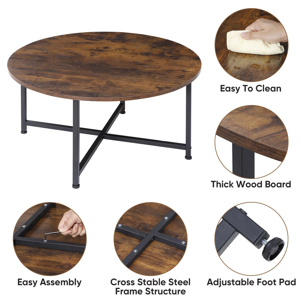 Round Coffee Table Brown MDF Table Top A87167