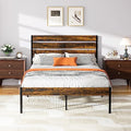 Black Full Size Metal Bed Frame with Headboard and Footboard Q616