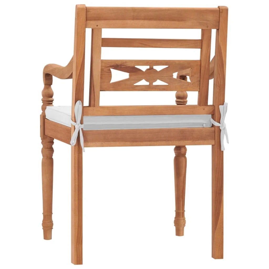 2 pcs Solid Teak Wood Chairs with Cushions H54803