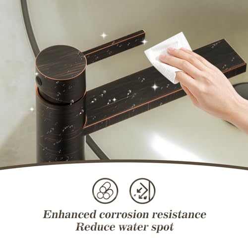Brushed Gold Single Hole Tall Bathroom Faucet with Pop Up Drain A479794