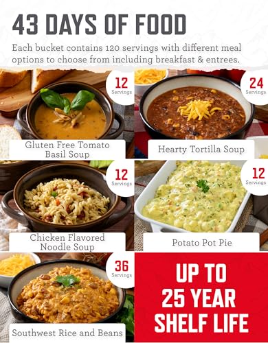 Emergency Food Supply 360 Servings 3 Buckets Freeze Dried Dehydrated O30906