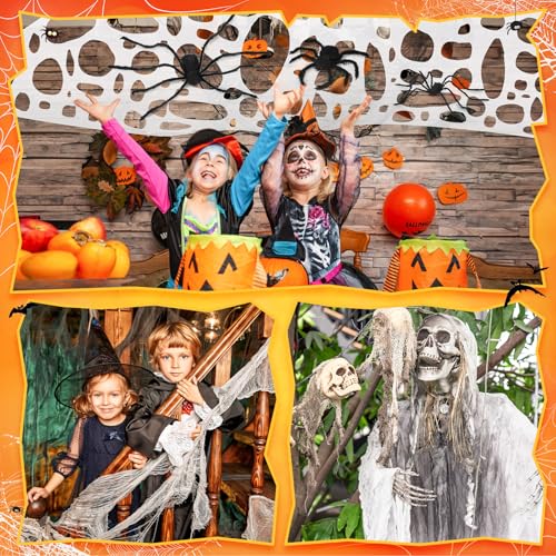8 Pcs Giant Spider with Stretchy Netting Spiderweb Set N333