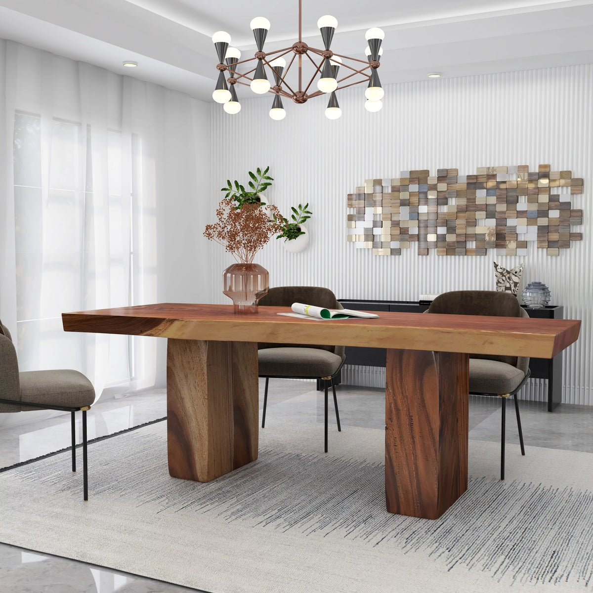 86" x 30" Light Brown Wood Handmade Dining Table G722