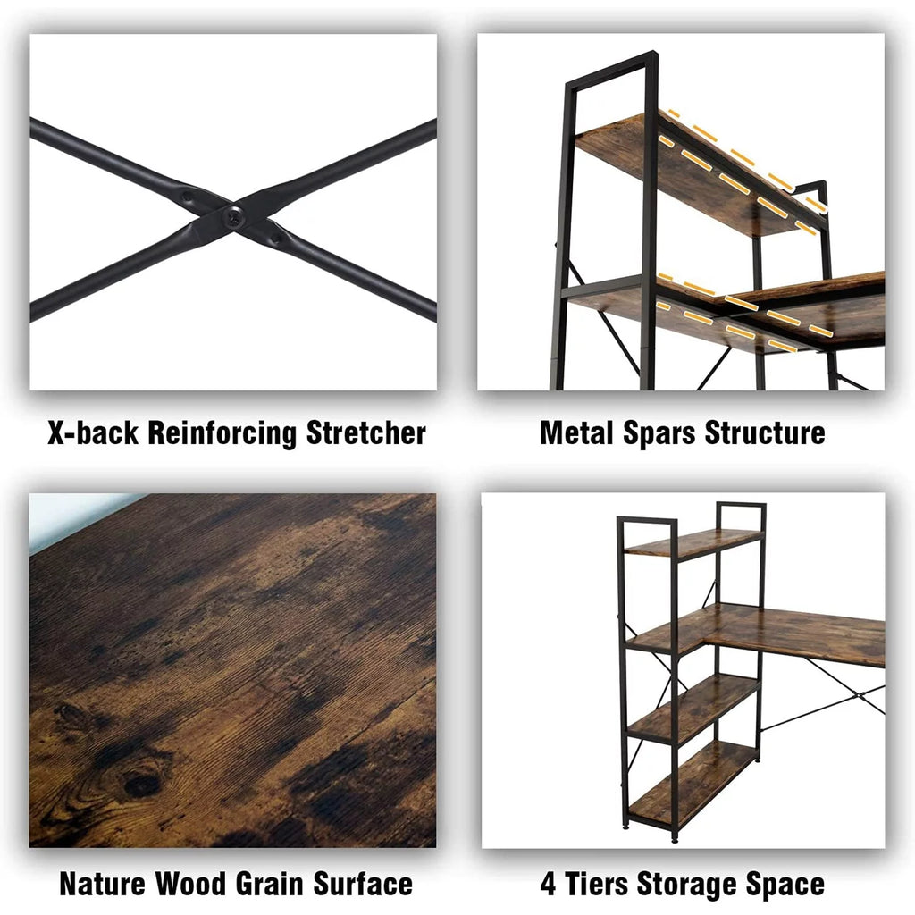L Shaped Computer Desk with Shelves W108812