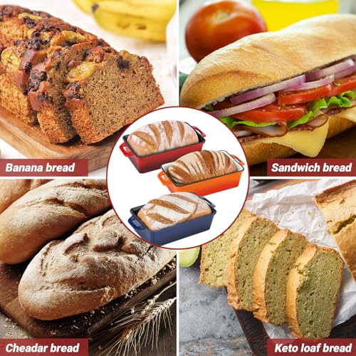 9x5 Inch Enameled Cast Iron Bread Loaf Pan with Lid, 2 Piece Set, Red J463147