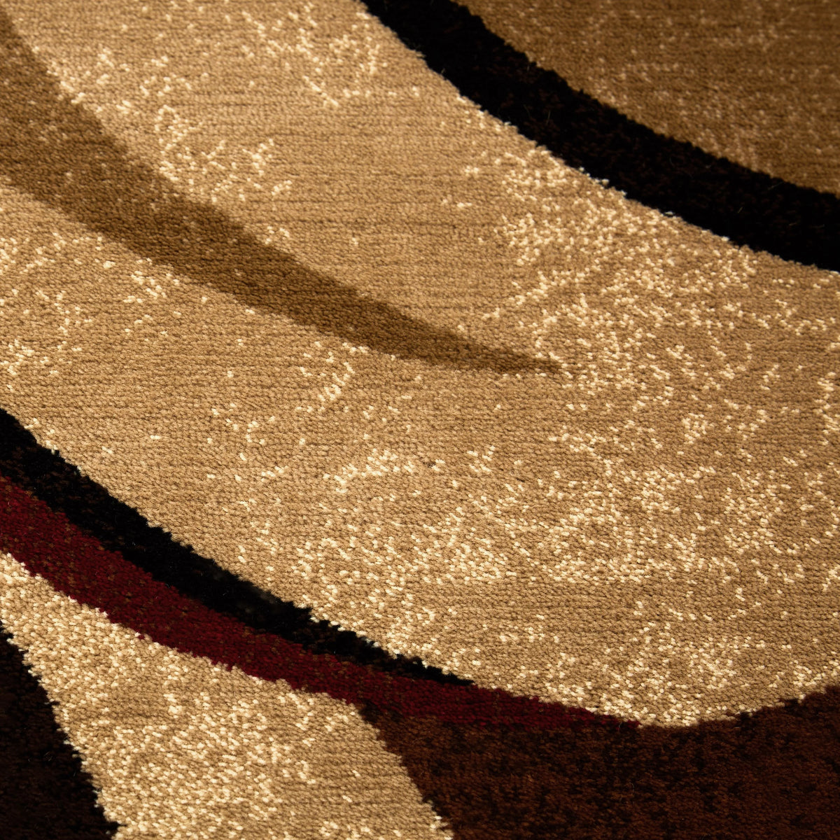 Brown Red Round Abstract Area Rug R20283