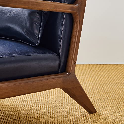 Black PU Leather Accent Armchair with Wood Frame F65102