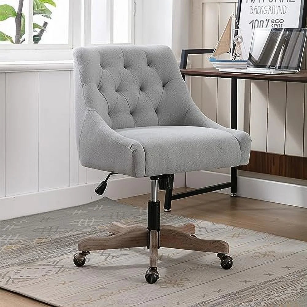Blue Swivel Shell Chair with Wood Base and Wheels W5678