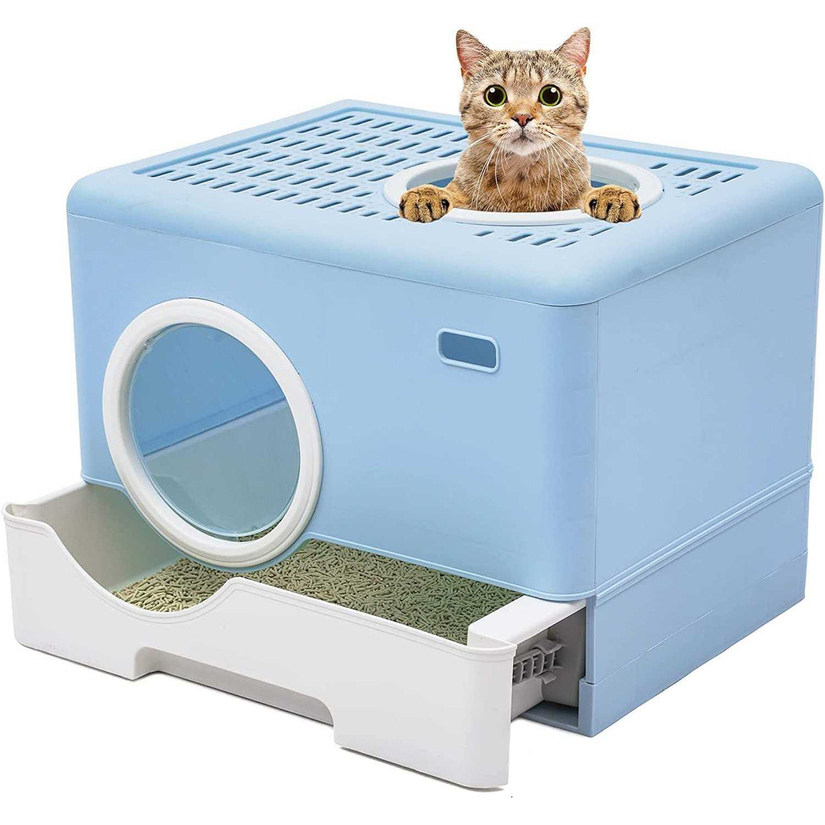 Large Enclosed Cat Litter Box with Lid and Scoop Y365569