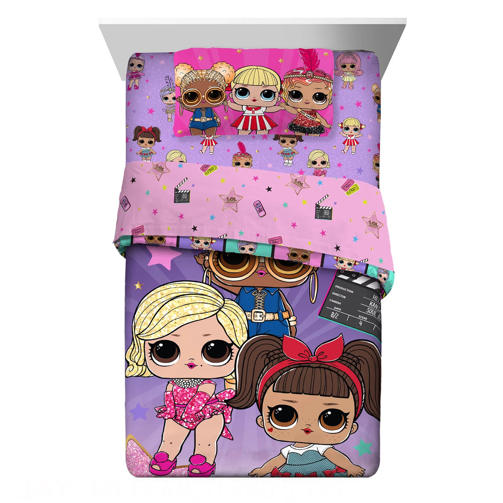 Kids Twin Bed in a Bag, Comforter and Sheets, Purple and Pink Y56080