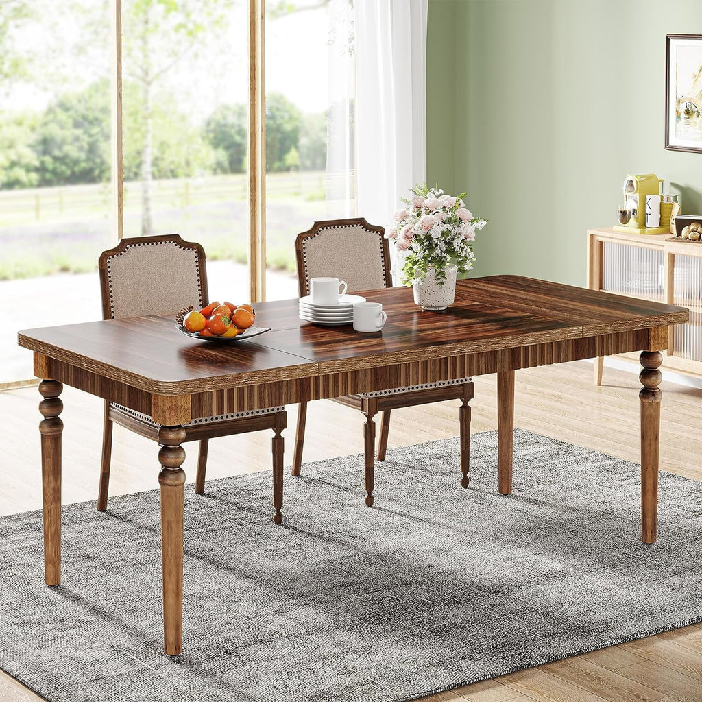 63-inch Farmhouse Dining Table with Solid Wood Turned Legs P73524