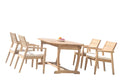 Grade-A Teak 5 Pc Dining Set with Oval Trestle Leg Table and 4 Stacking Arm Chairs V616570