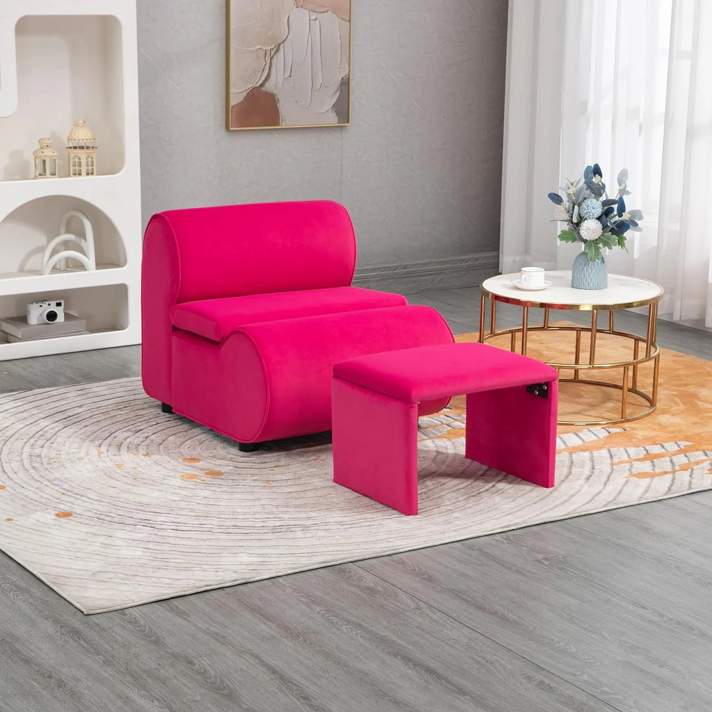 Velvet Accent Chair with Ottoman R263