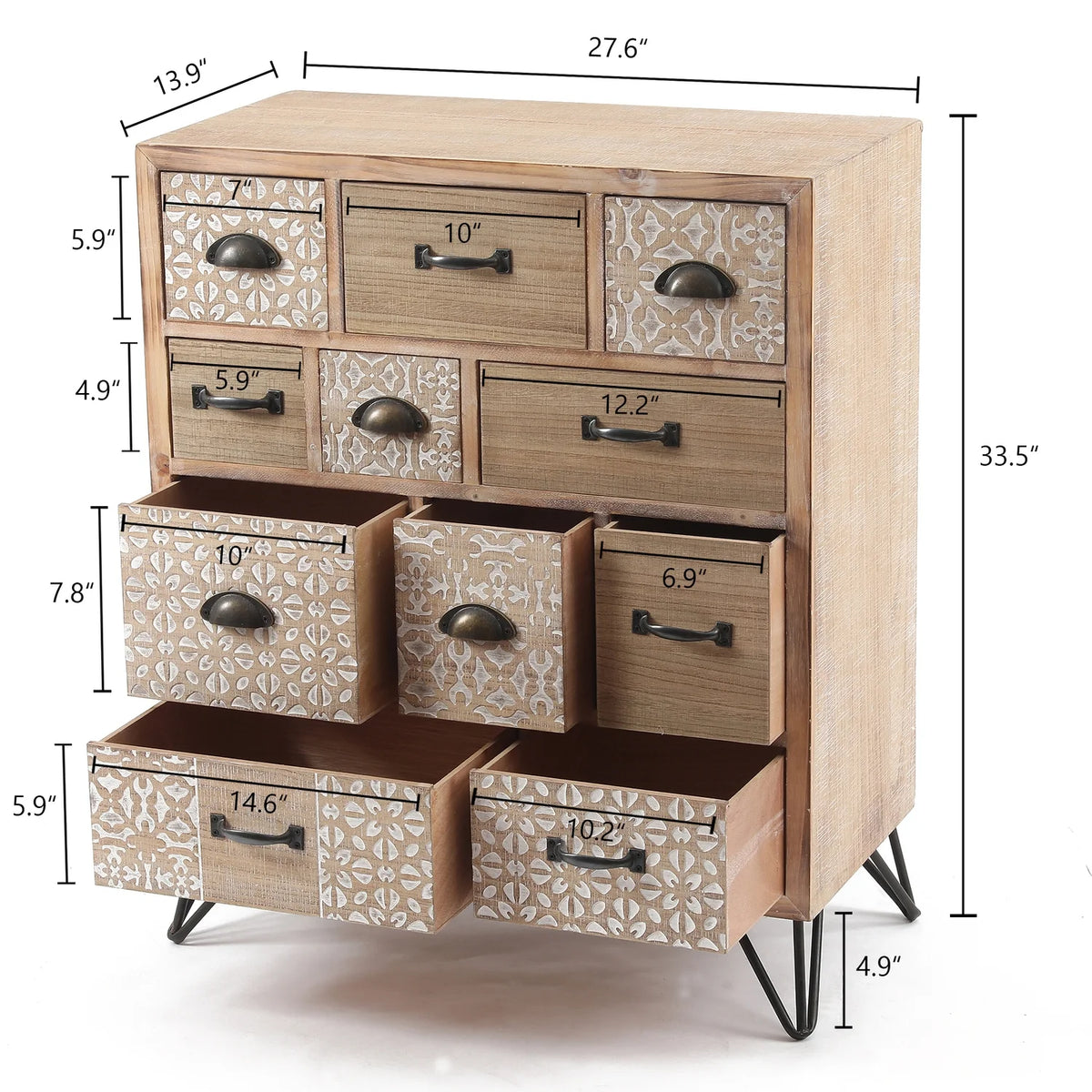 Natural Wood 11-Drawer Apothecary Chest Q376