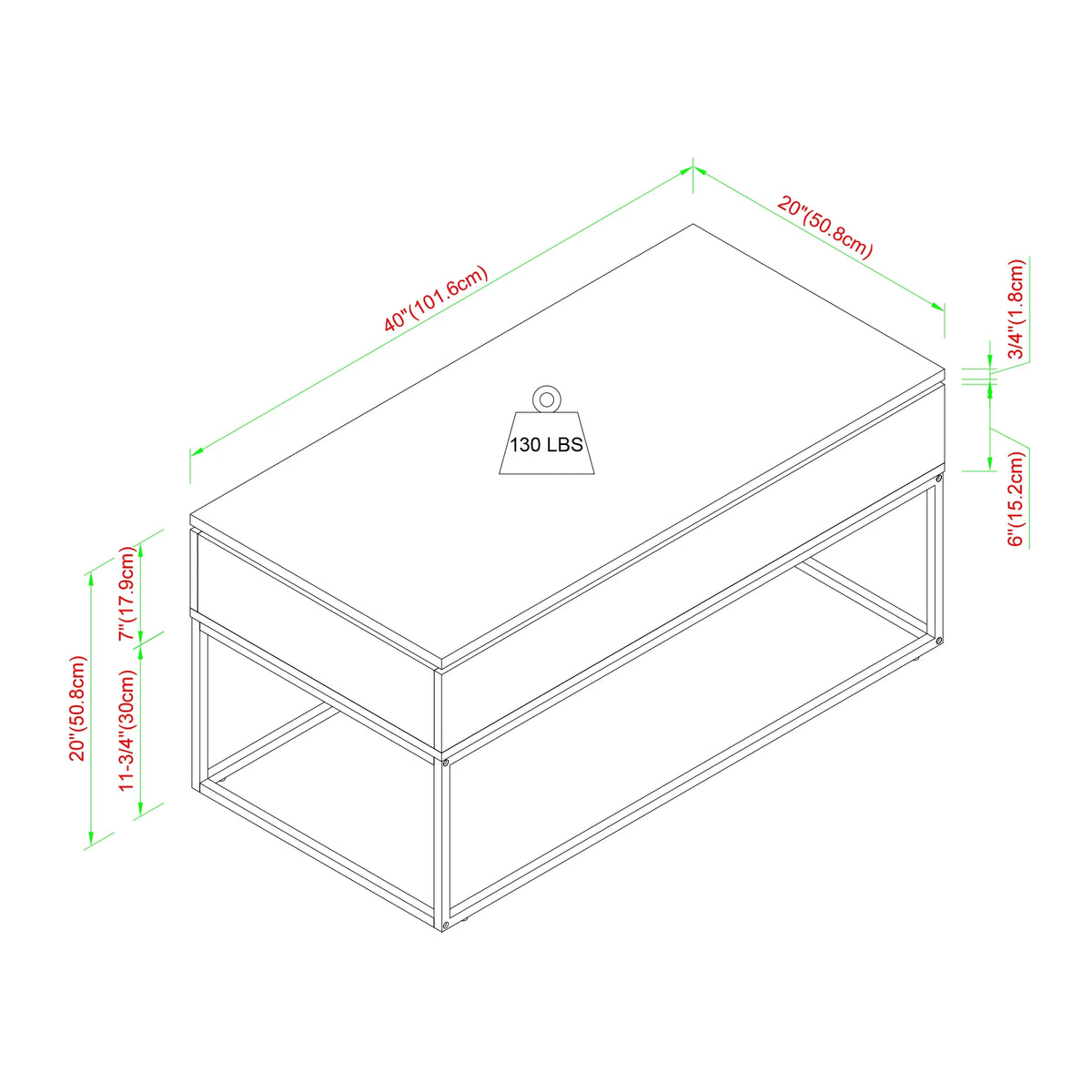 Modern Wood and Metal Lift-Top Coffee Table E406