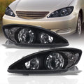 Black Housing Clear Lens Reflector Headlights Pair LH + RH D6037