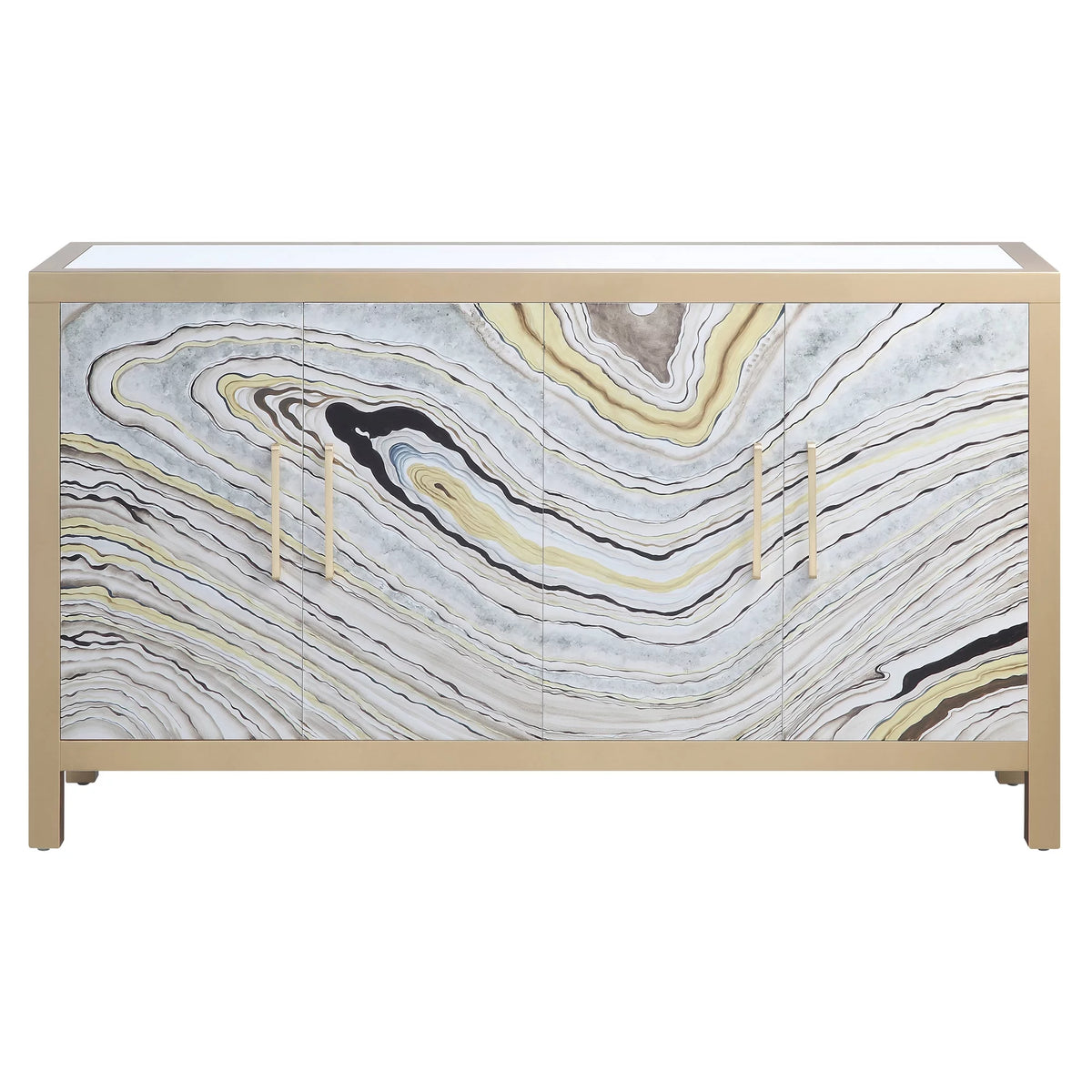 White and Gold Rectangular Console Table C696