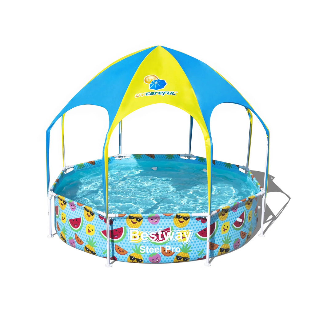 8' x 20" Round Above Ground Swimming Pool with Canopy H327