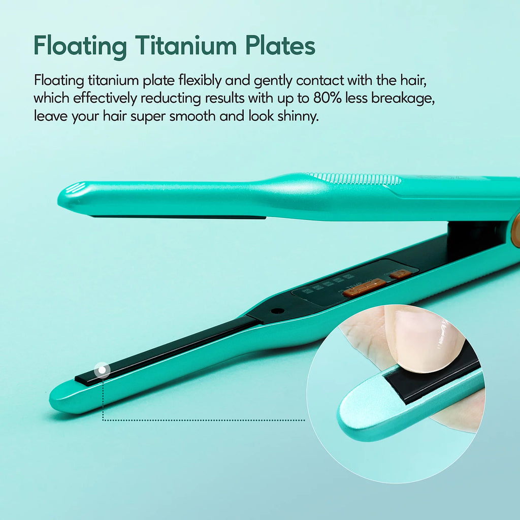 Green 0.3" Titanium Pencil Flat Iron Hair Straightener T9421