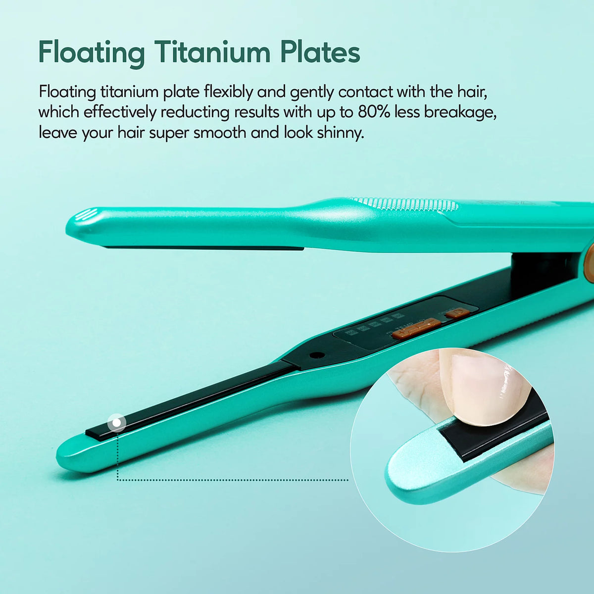 Green 0.3" Titanium Pencil Flat Iron Hair Straightener T9421