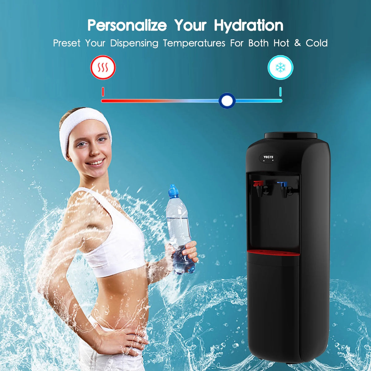Hot and Cold Water Cooler Dispenser with Child Safety Lock E973258