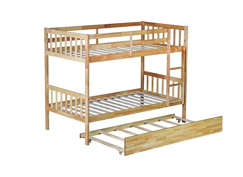 Twin Over Twin White Solid Wood Bunk Bed with Trundle and Storage Stairs R446184