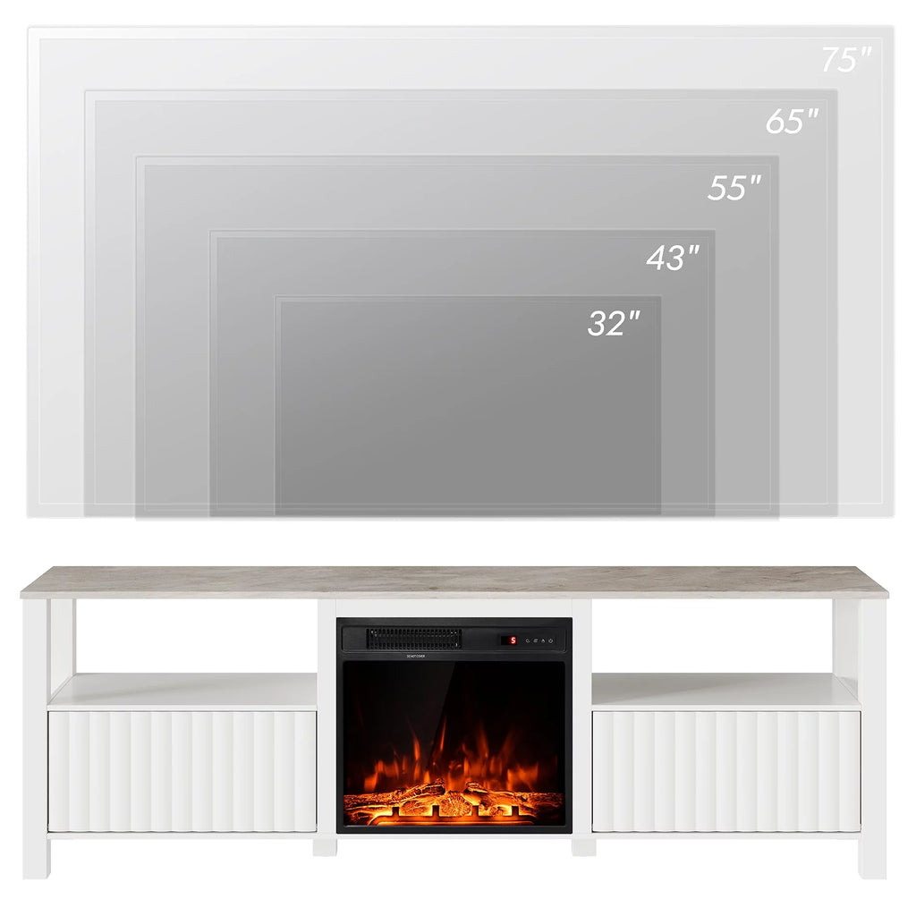 White Fireplace TV Stand up to 80 Inch Y1630