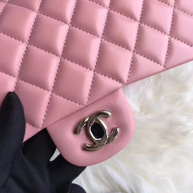 Pink Lambskin Leather Flap Bag T94332