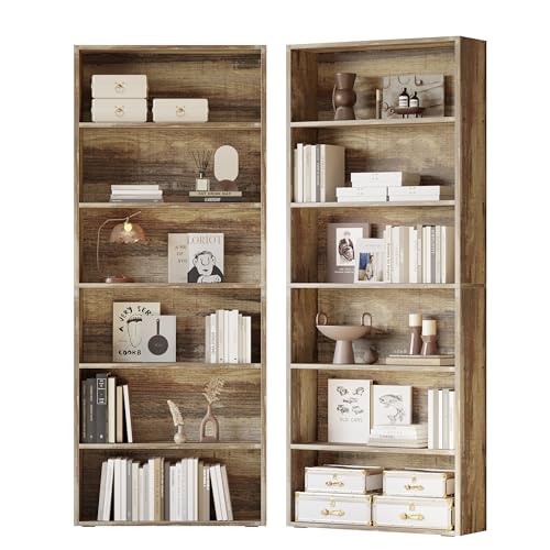 Set of 2 Floor Standing 6 Tiers 70 in Tall Bookshelves H109068
