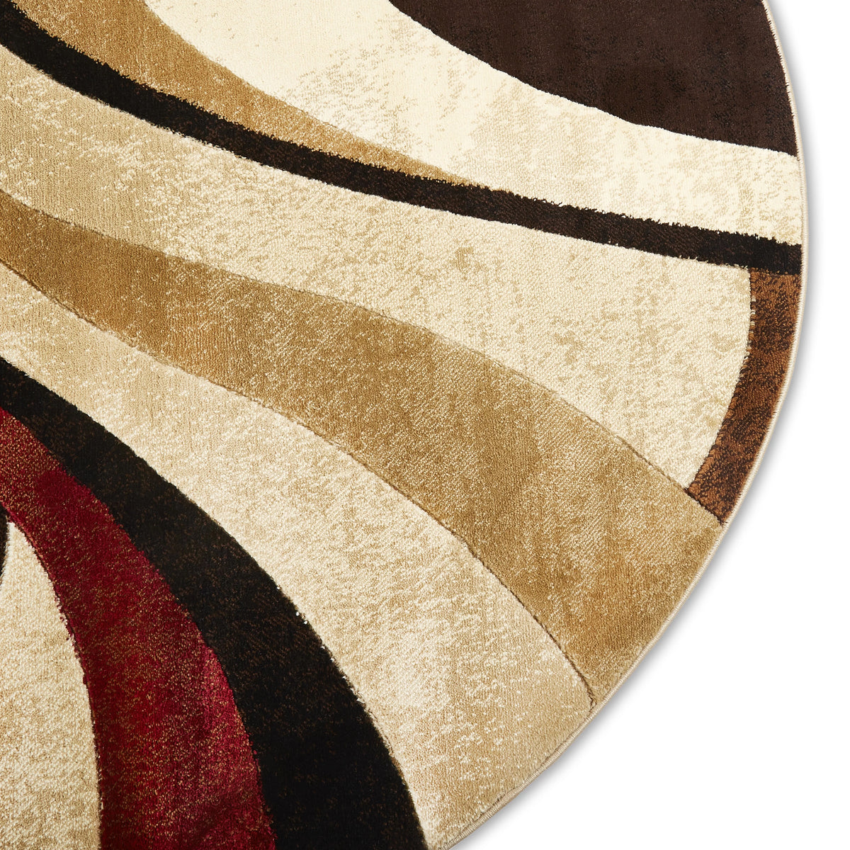 Brown Red Round Abstract Area Rug R20283