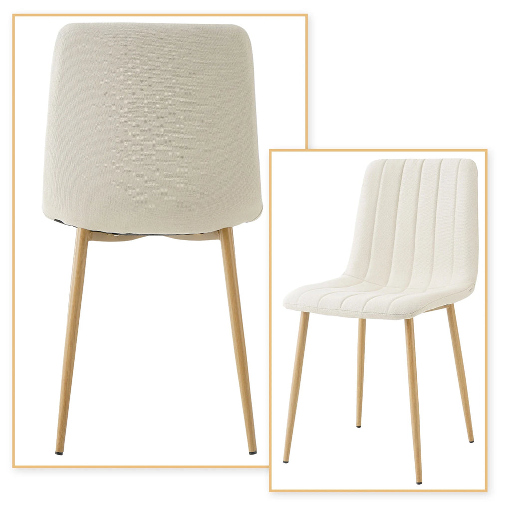 Light Beige Velvet Upholstered Dining Chair Set of 4 with Metal Legs Z901