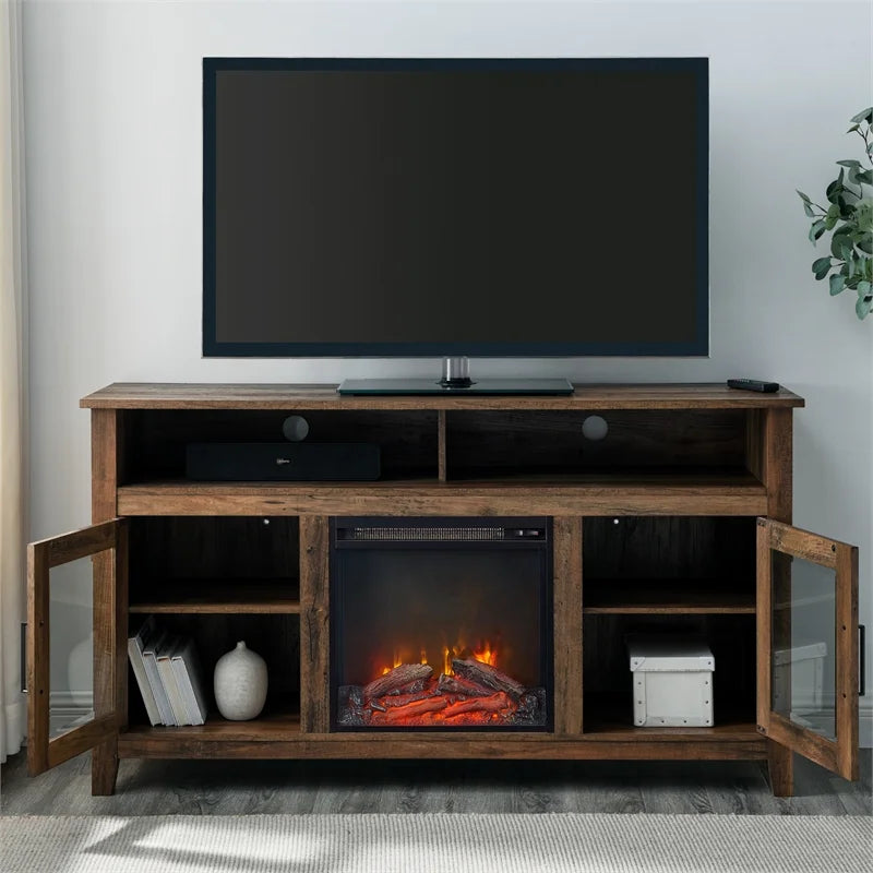 58" MDF Glass Wood TV Stand M978825