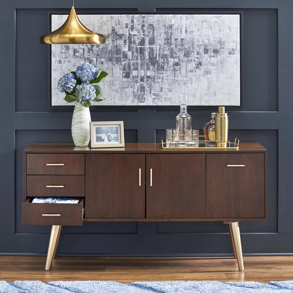 56” Wide Walnut Finish Sideboard Buffet E743404