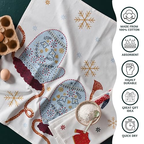 Christmas Tea Towels Set of 3 Cotton Dishcloths E4250