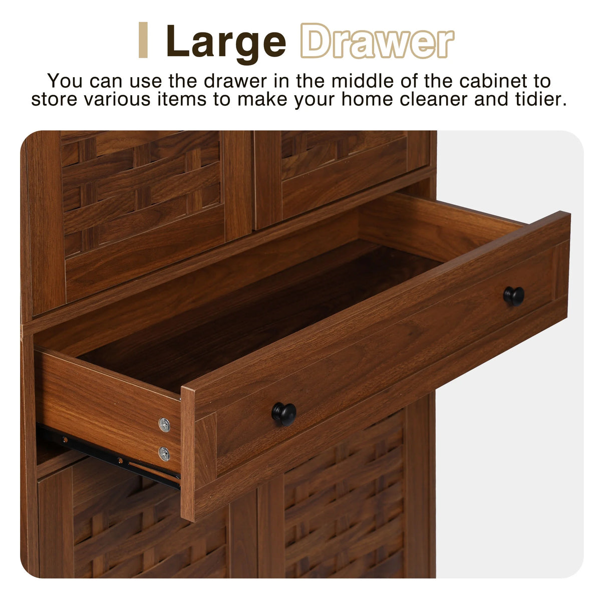 Walnut Storage Cabinet with 4 Doors and a Drawer L830303