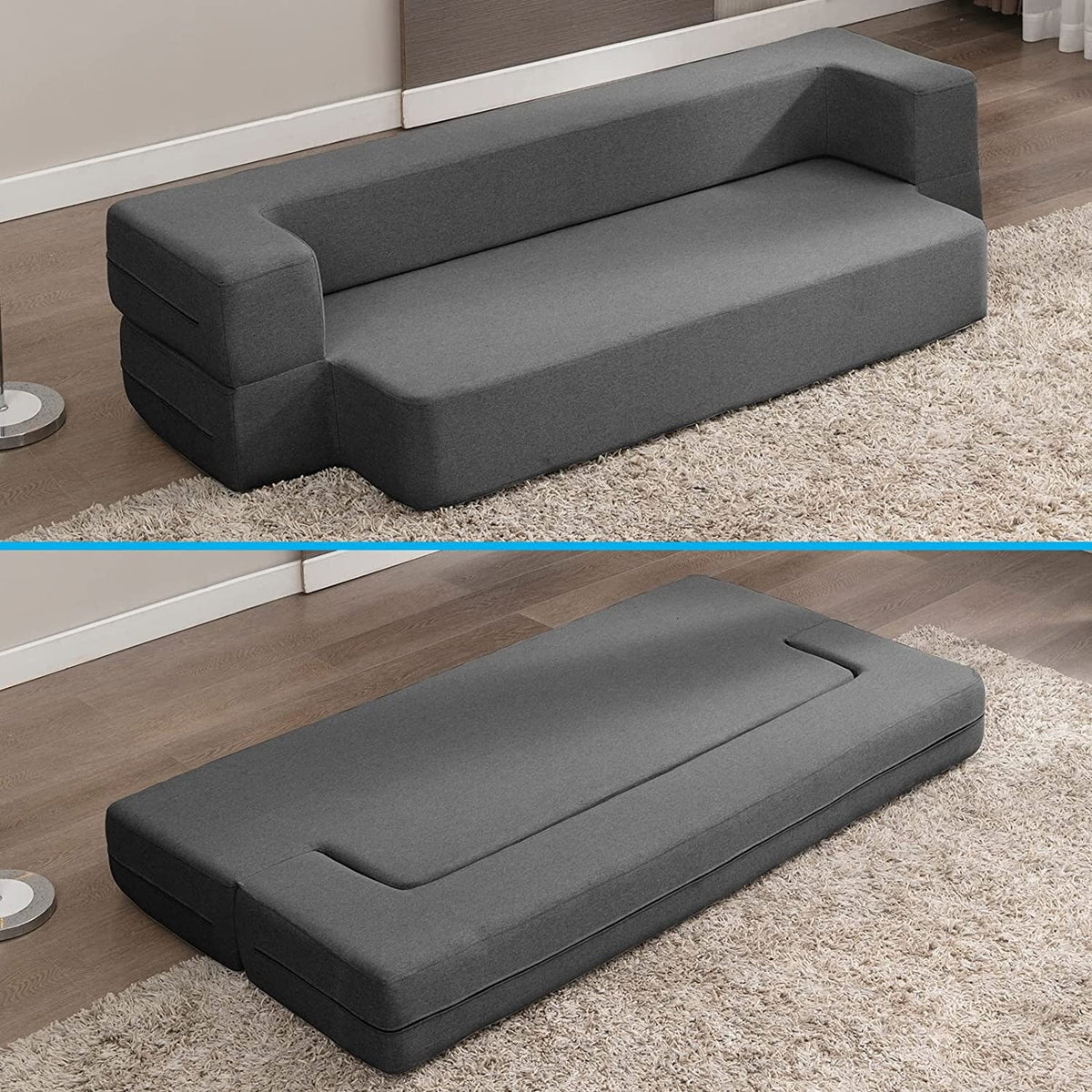 Convertible Futon Sofa Bed Dark Grey A801