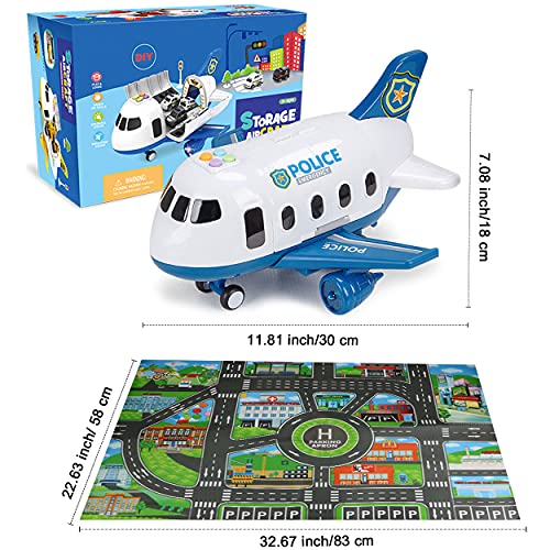 Airplane Toy with Fire Truck Cars and Play Mat S338