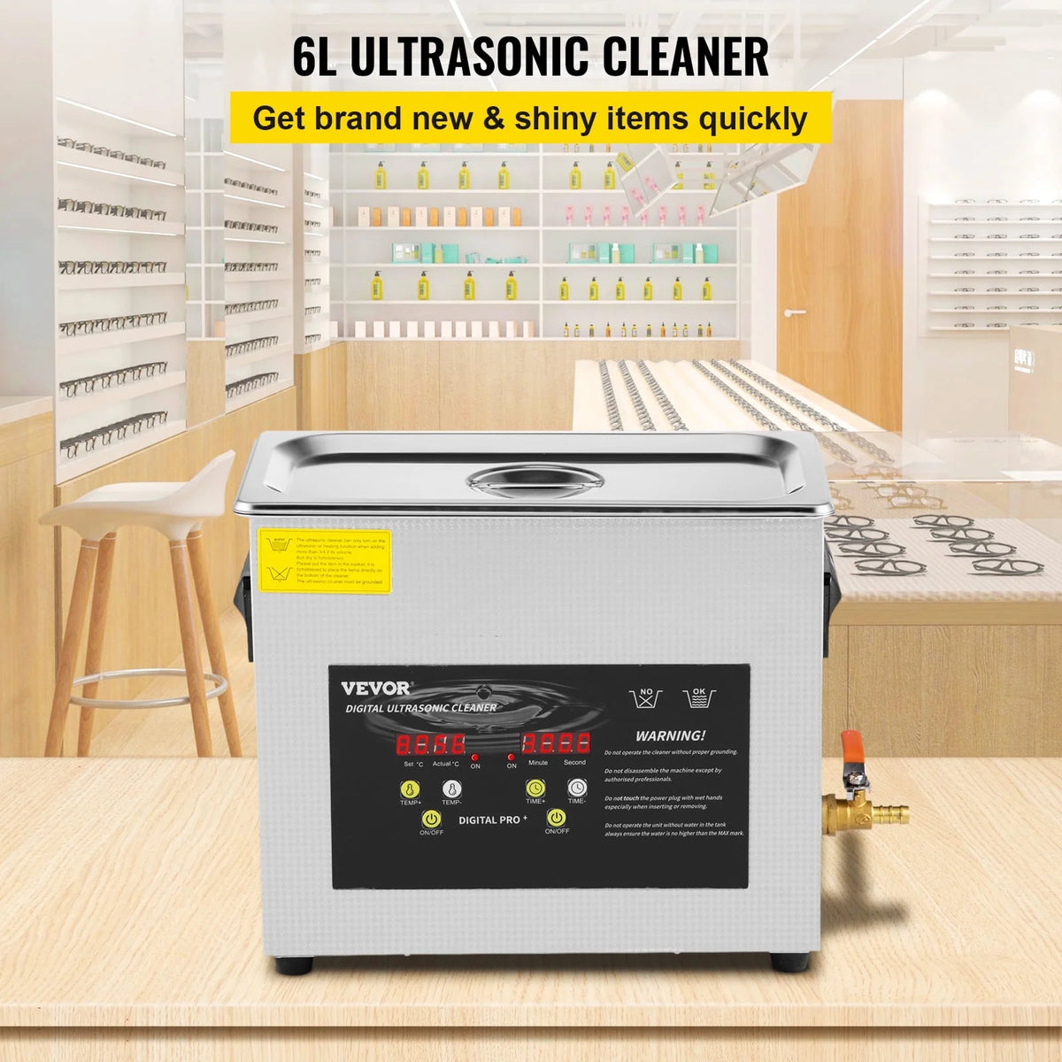 6L Ultrasonic Cleaner with Heater Timer U259200