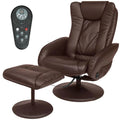 Brown Faux Leather Electric Massage Recliner Chair with Ottoman V770839