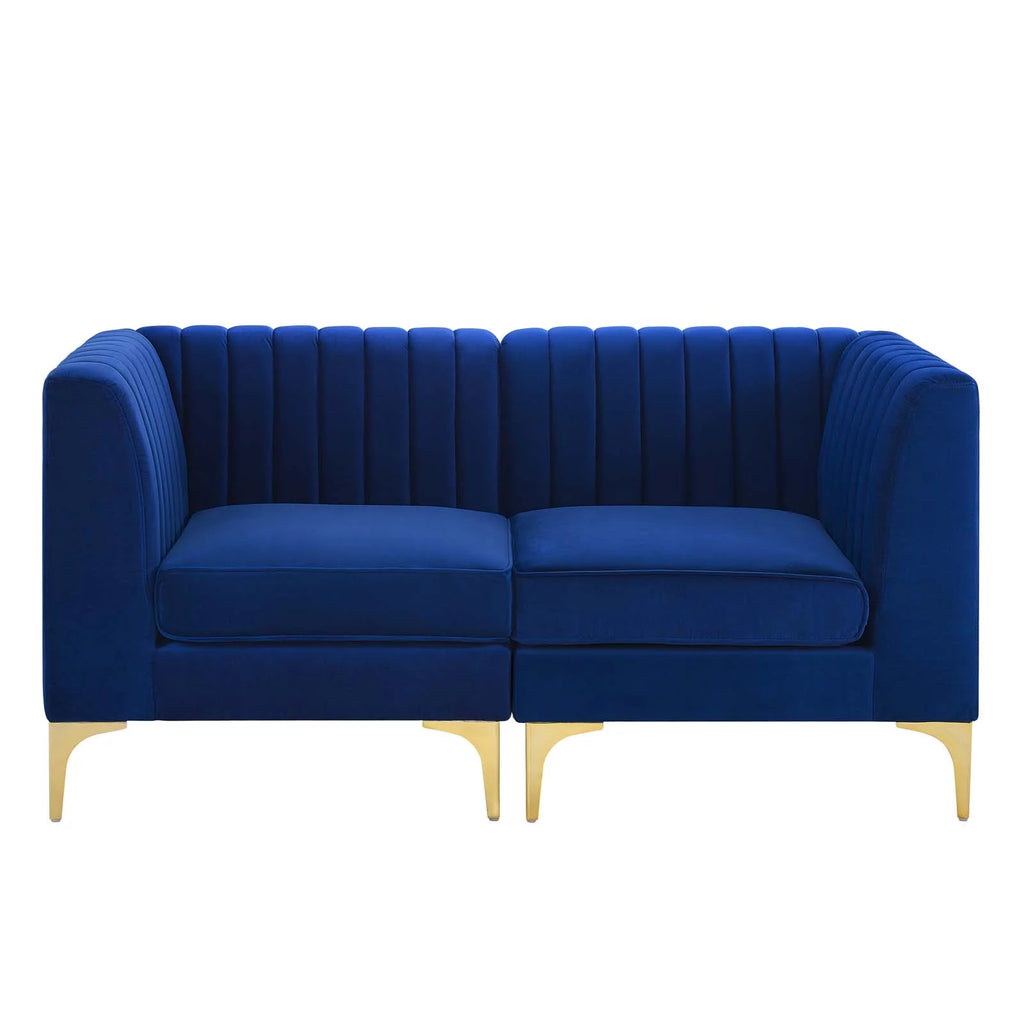 Navy Channel Tufted Performance Velvet Loveseat K59210