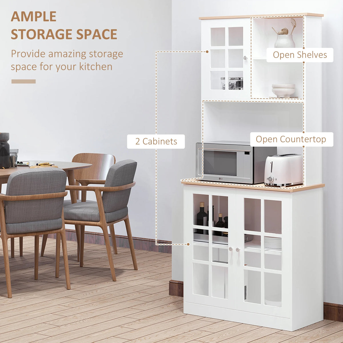 White Kitchen Buffet with Hutch F898