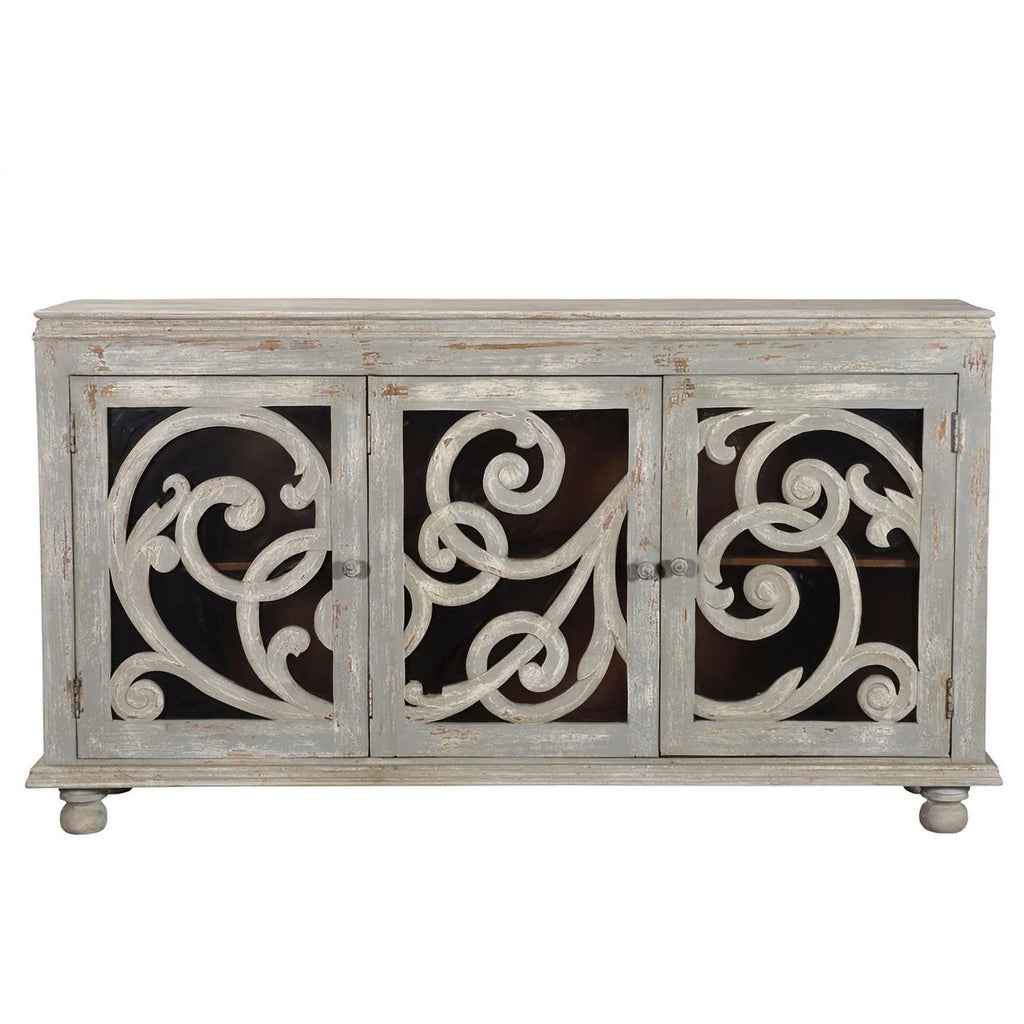 White 3-door Solid Wood Sideboard T603675