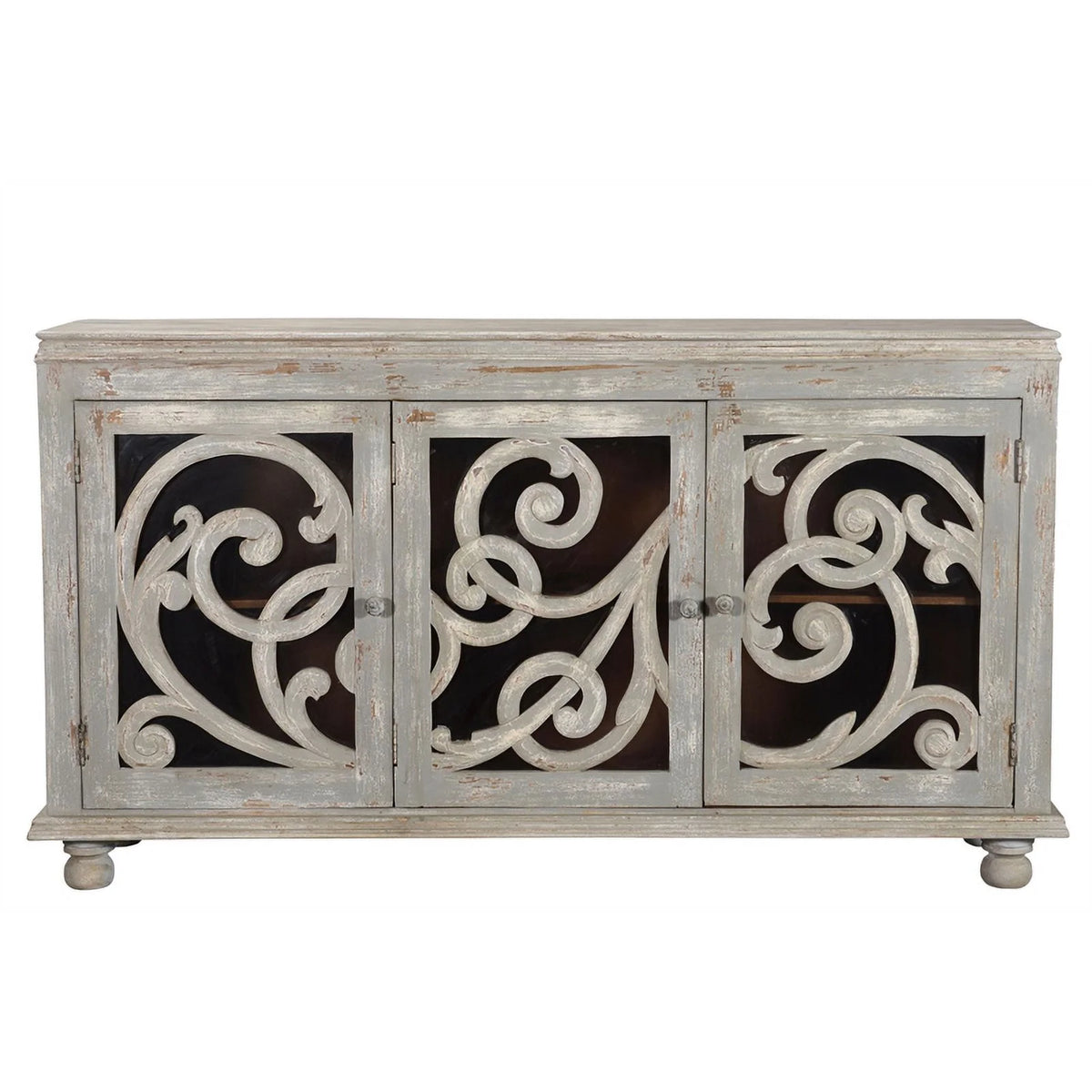 White 3-door Solid Wood Sideboard T603675