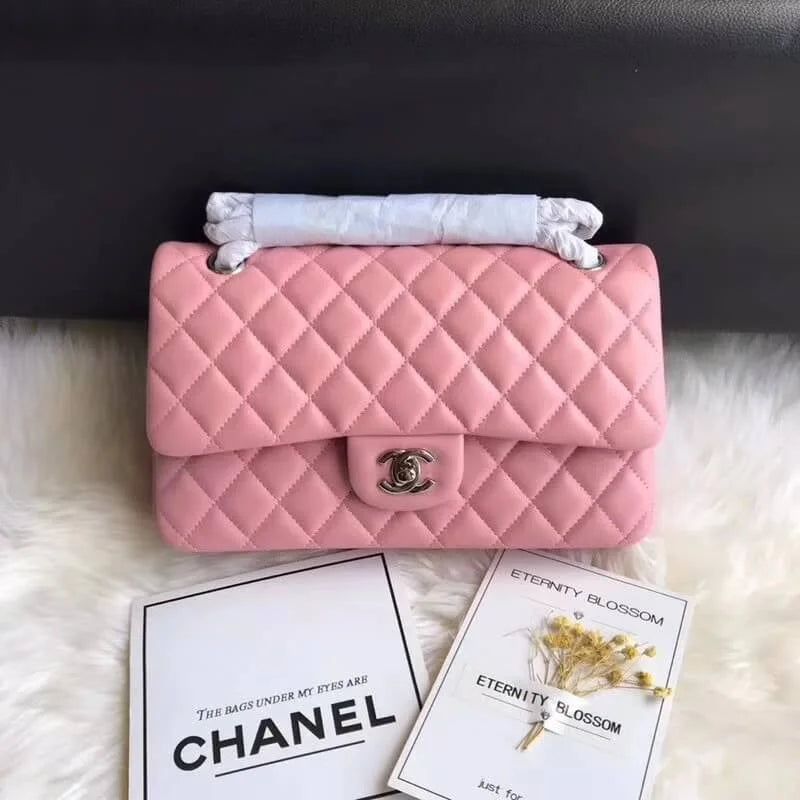 Pink Lambskin Leather Flap Bag T94332