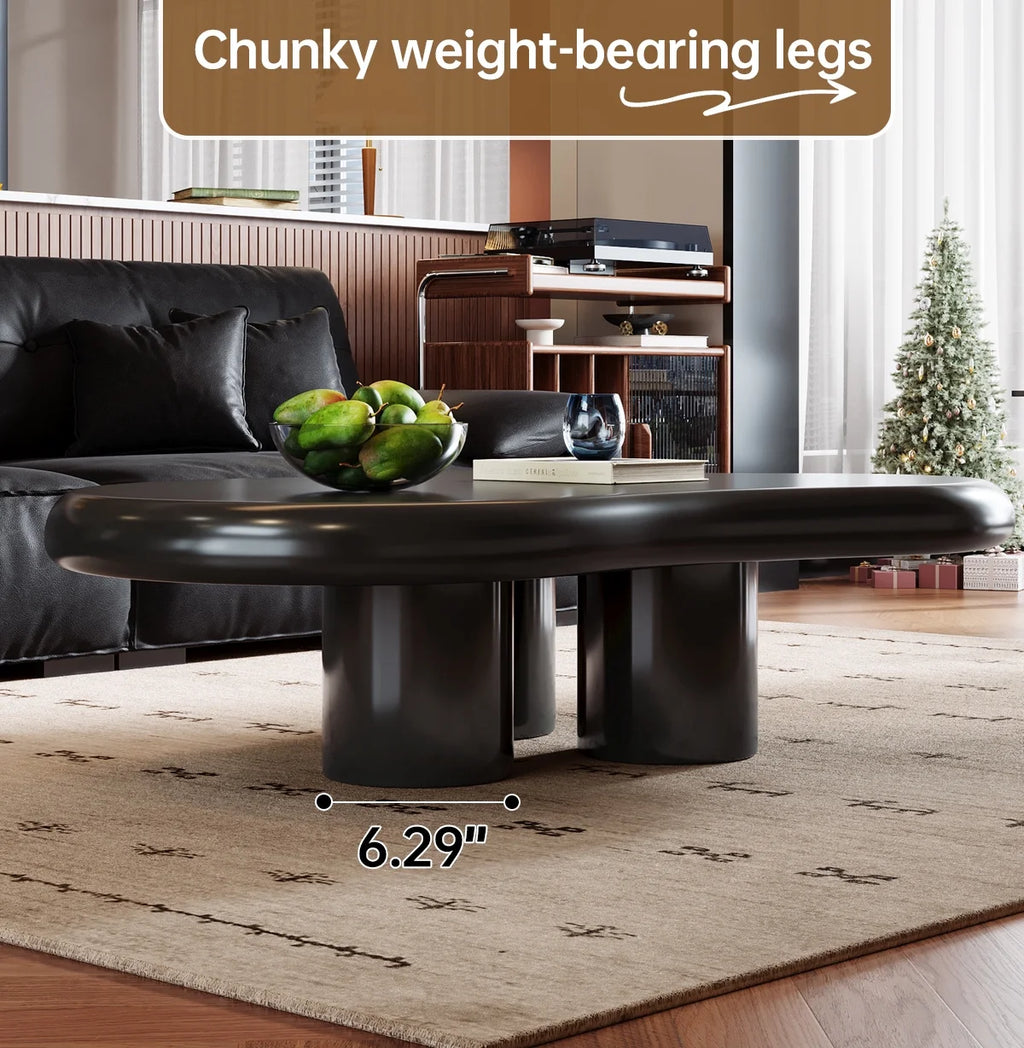 38.58'' Black Irregular Coffee Table K391522