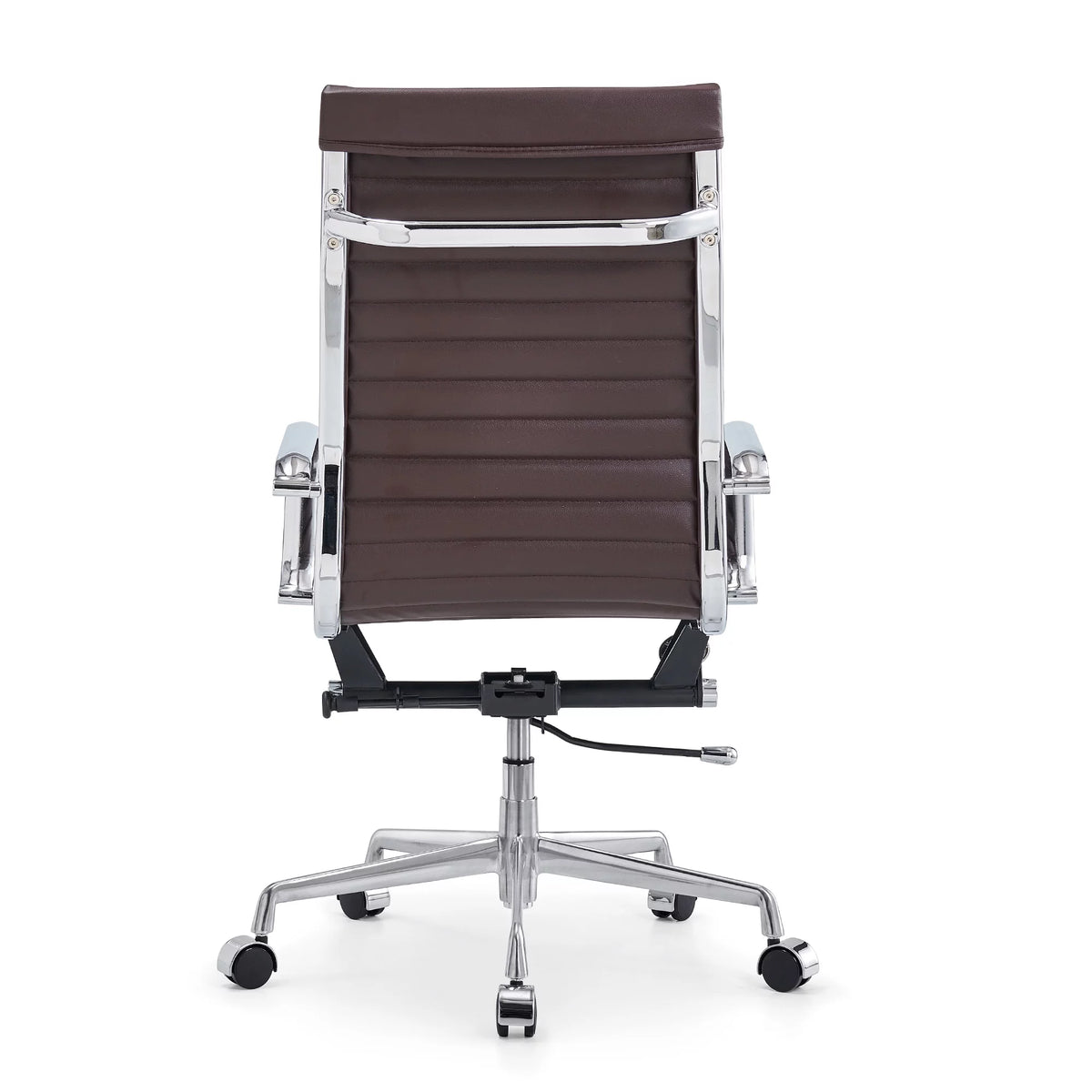 High Back Executive Office Chair with Armrest Adjustable Swivel Vegan Leather Brown I985903