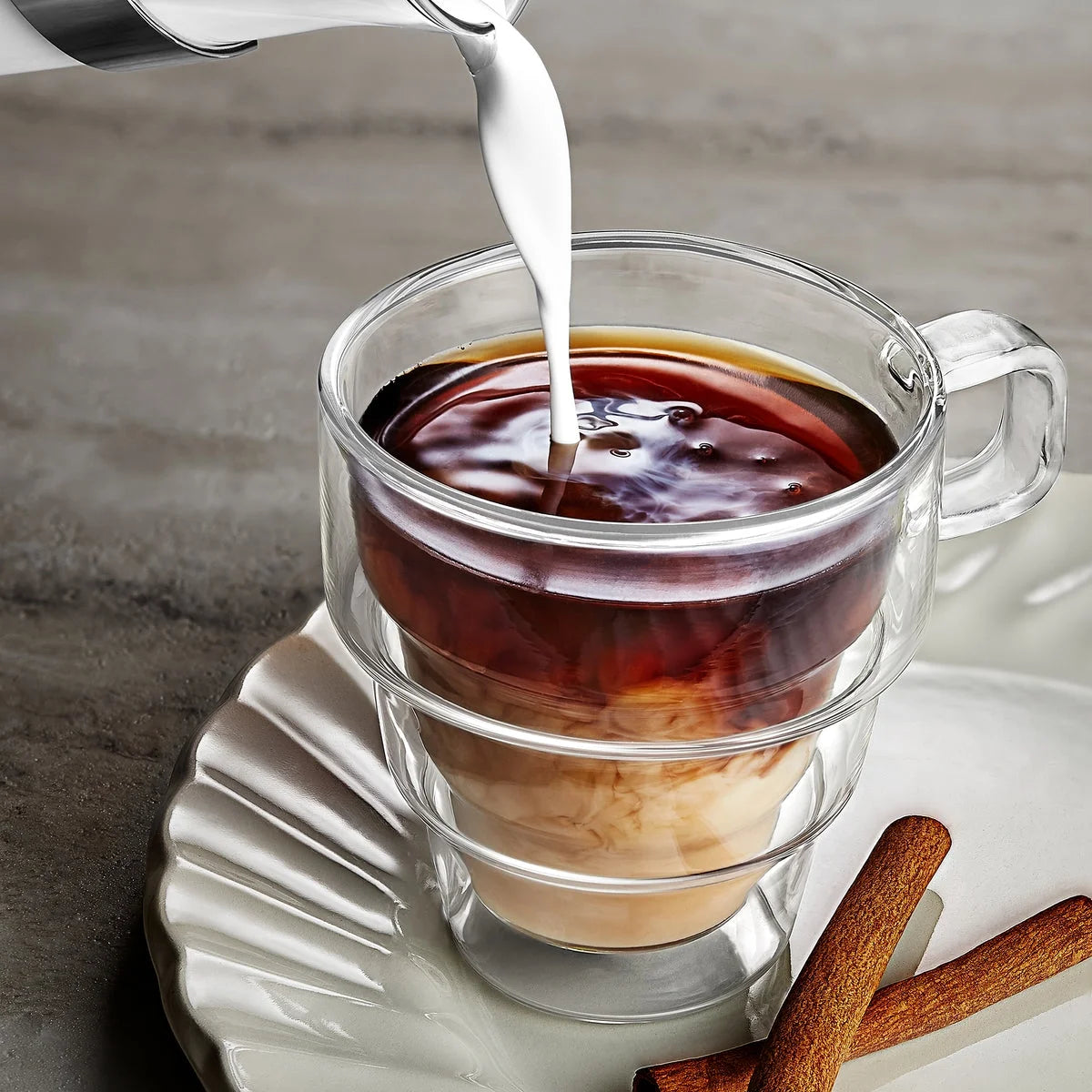 Double Wall Glass Coffee Mugs, 15.5 oz (Set of 2) L1729