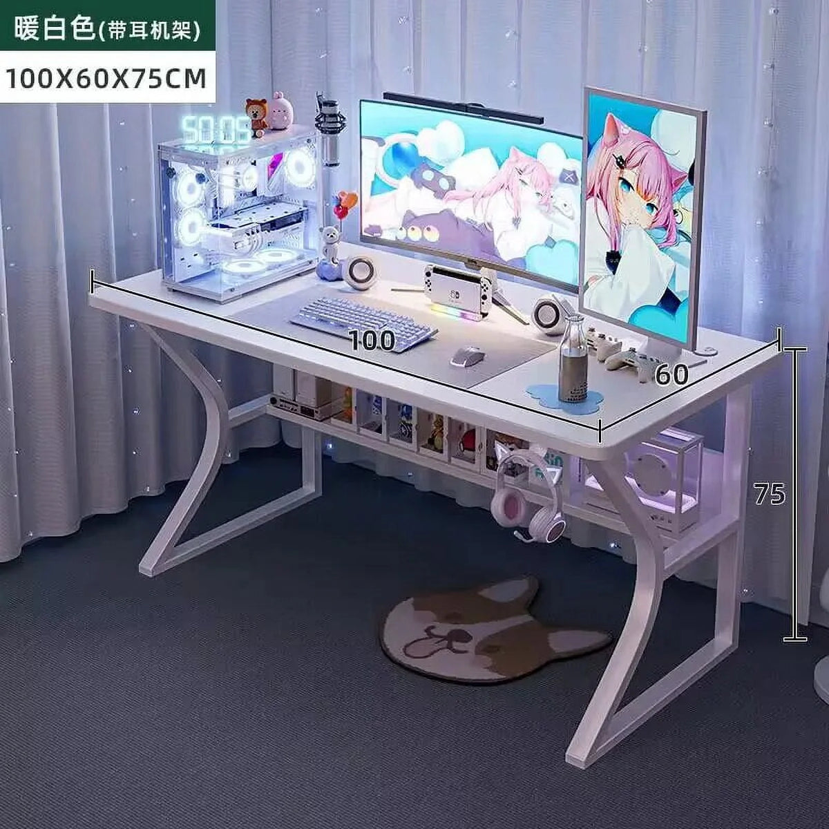 White Computer Desk and Chair Set L895841
