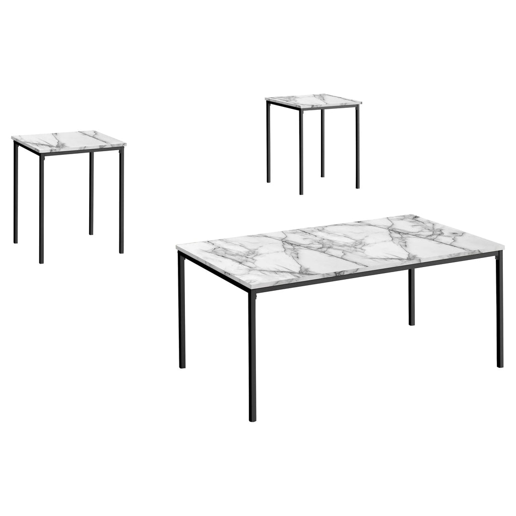 White and Black 3 Piece Coffee Table Set X708701