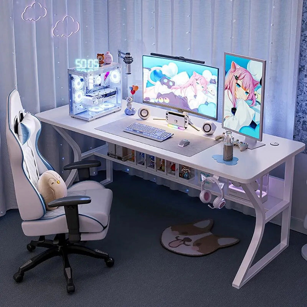 White Computer Desk and Chair Set L895841